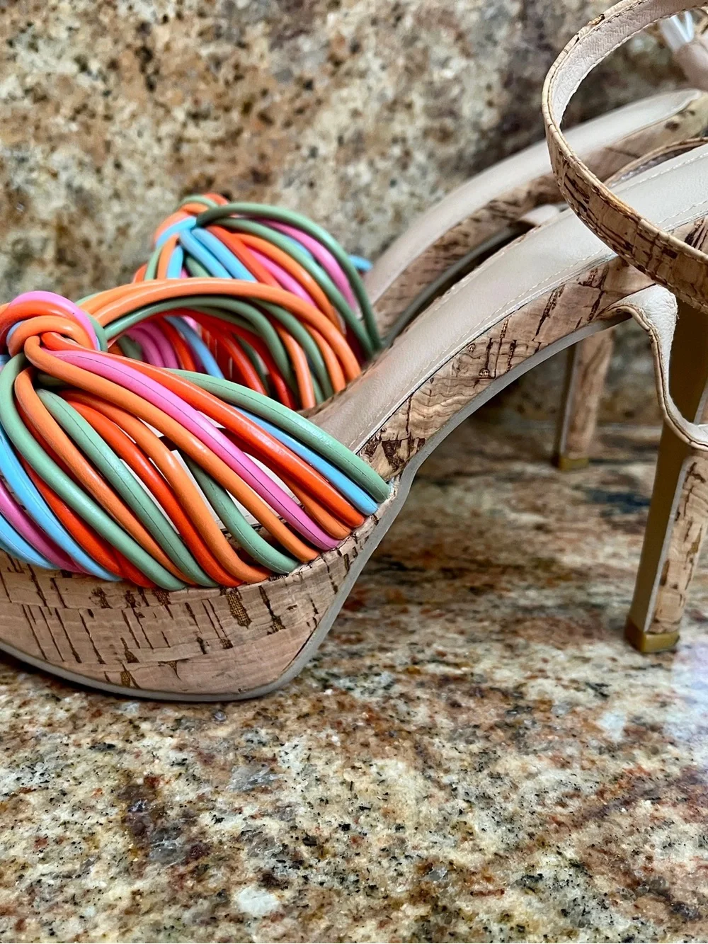 Mexican multicolor Knot Cork Platform Sandal - Women